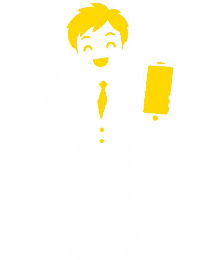 スマートフォンを持つSNS担当者のイラスト